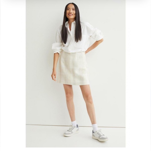 H&M Cream Pencil Mini Skirt forCocktail ZIZE S